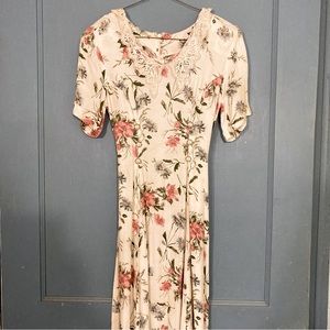 Floral Vintage Country Midi Dress COTTAGECORE